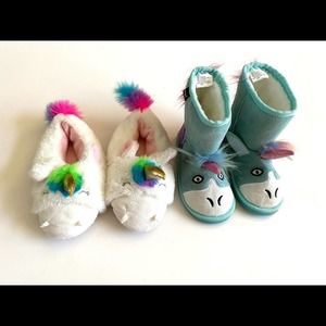 Unicorn Boots and Slippers Set Toddler Girl Size 10